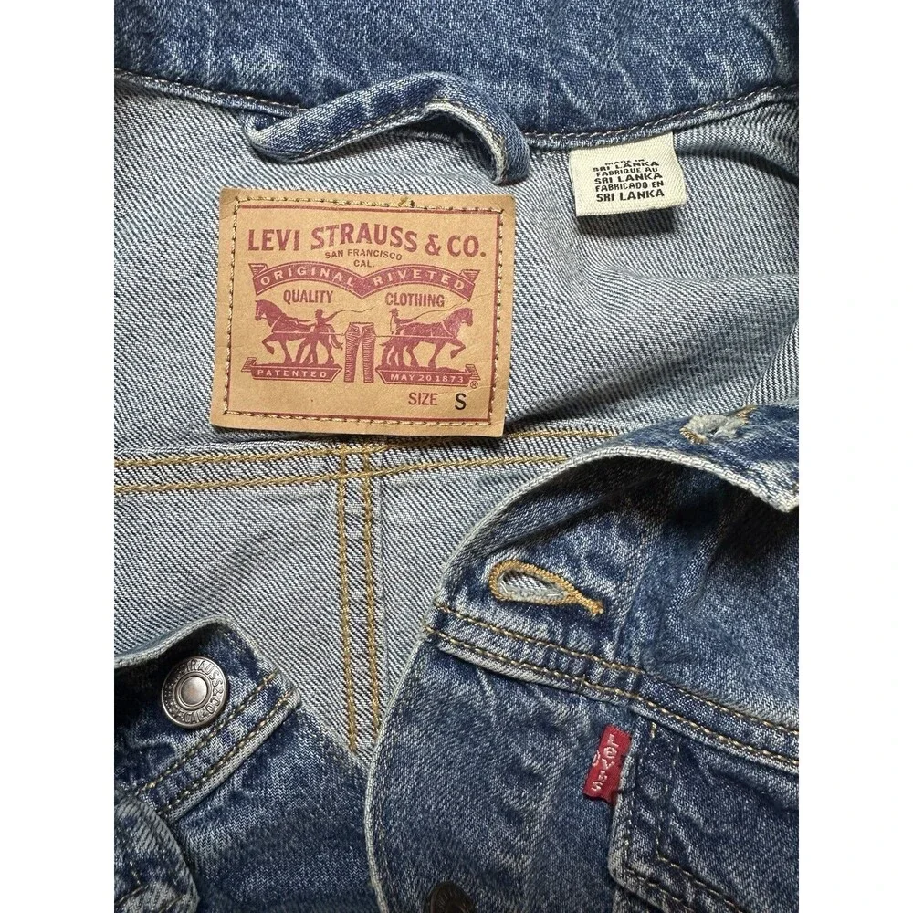 Levi's Original Puff Sleeve Jean Denim‎ Jacket Pockets Women's SMALL